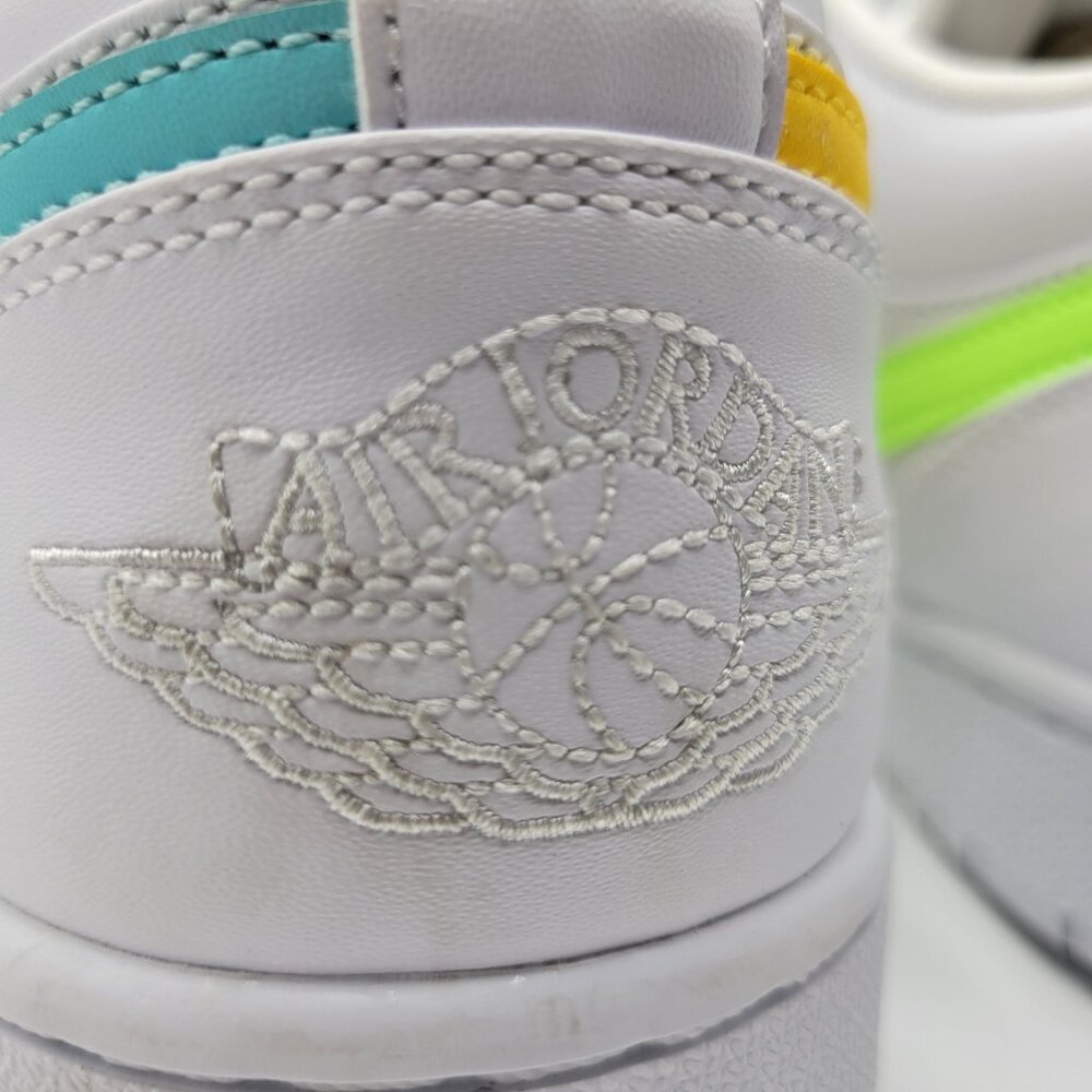 Nike Air Jordan 1 Retro Low Men Size 10 CW7033-100 Swoosh Shoes Whit Multicolor - Picture 12 of 14